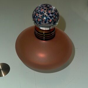 Decorative Round Glass Perfume Bottle with Millefiori Stopper - Rose Copper